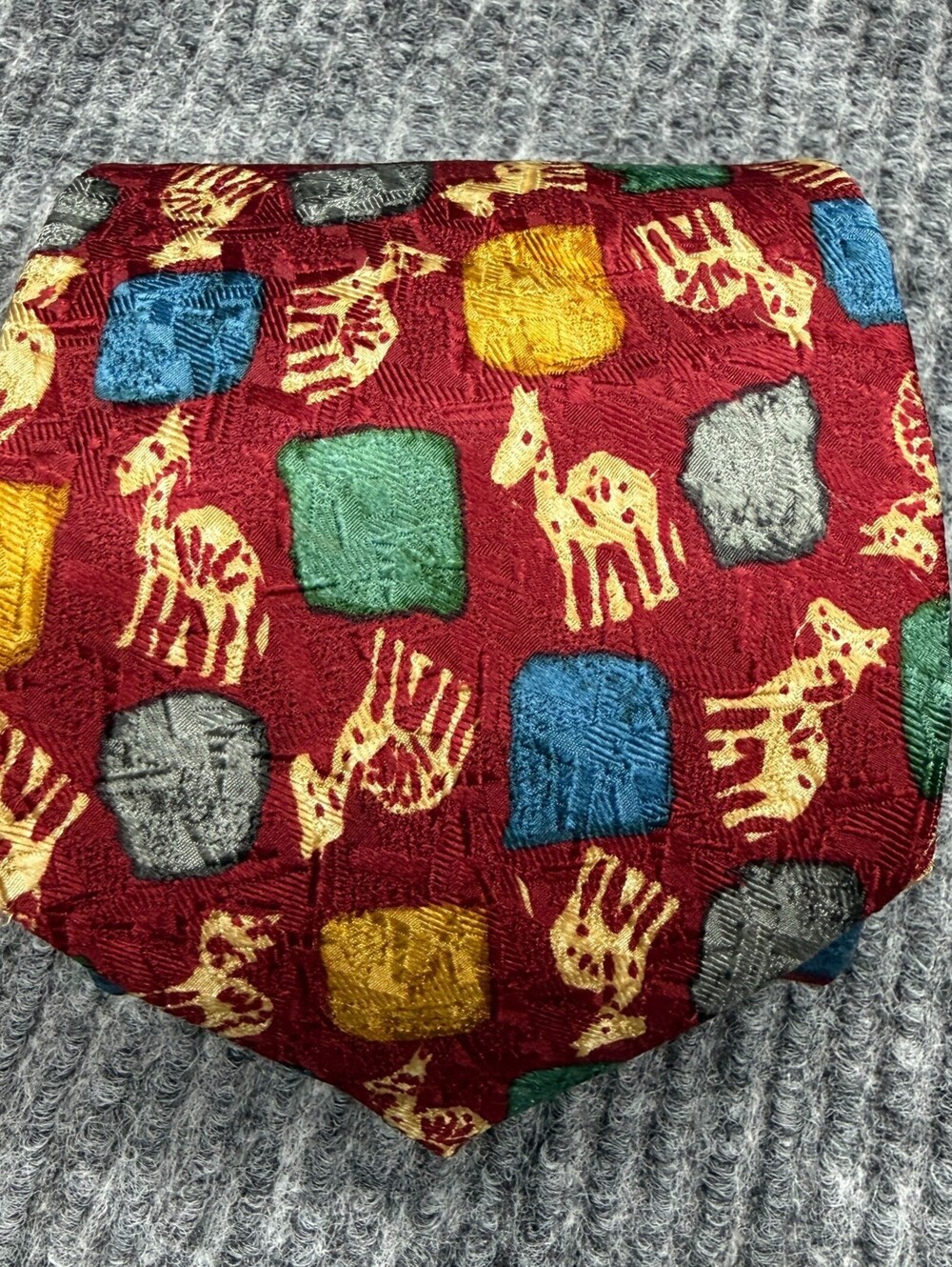 Ermenegildo Zegna Luxury Necktie Burgundy Geometric Animal AOP Silk Tie Italy
